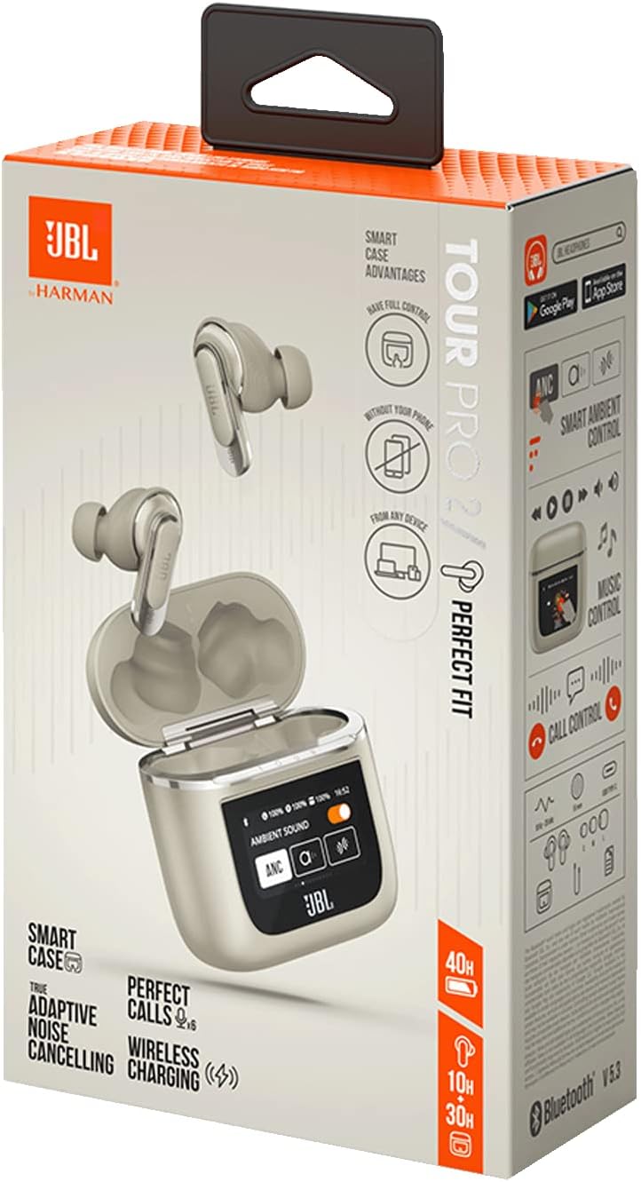 JBL Tour Pro 2 True Wireless Noise Cancelling Earbuds, Smart Case, Smart Ambient, 6-Mic Technology