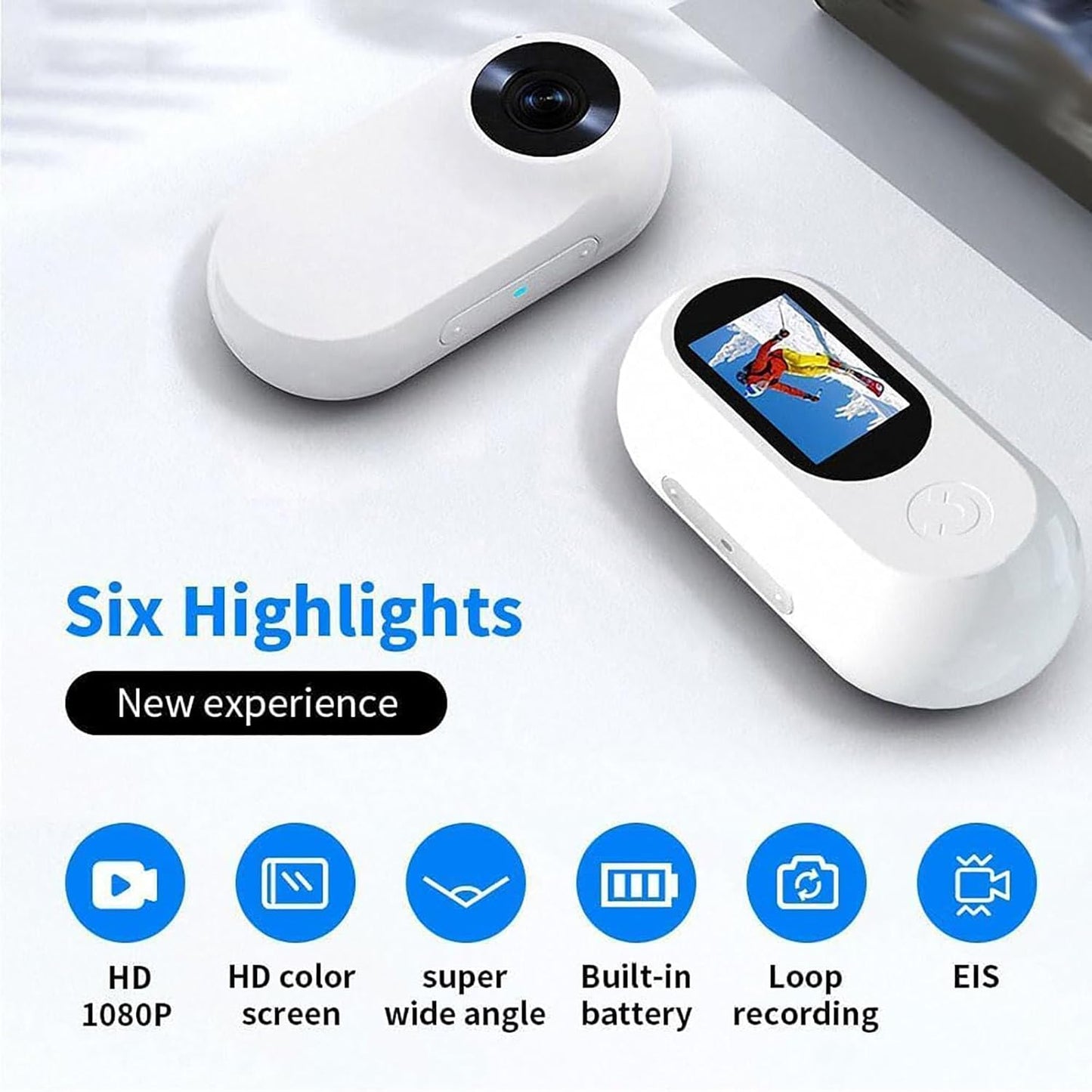 Thumb Motion Action Camera, 1080p Thumb Motion Sports Recorder, Mini Action Cam with Detachable Sports Clip, Waterproof, Supports Photo/Video/Playback Loop (1PCS)