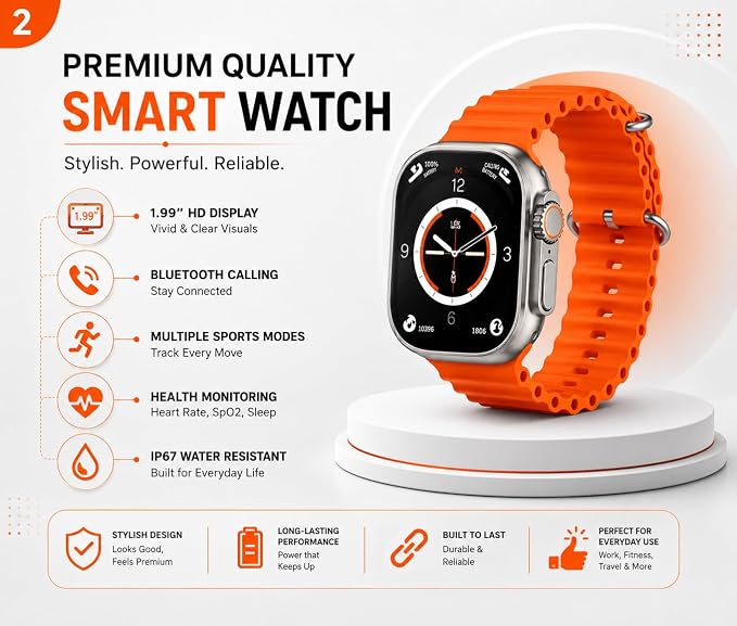 X8 Smart Watch Combo with Bluetooth Calling, TWS Earbuds, Wireless Charger, Power Bank, Adapter & Cable 11 Sports Modes for Men & Women