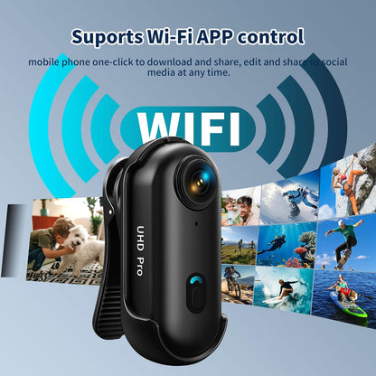 4K Thumb Action Camera with Memory Card Mini Body Camera with WiFi Magnetic Clip  (Dark Black,128G)